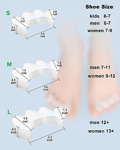2pairs toe separators toe spacers for women men to correct bunion relieve feet pain foot alignment toe straighteners for hammertoes plantar fasciitis m women shoe size 9-125 men 7-11