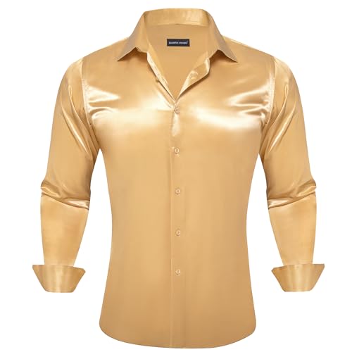 Barry.Wang Mens Stretch Dress Shirts Solid Long Sleeve Button Down Shirts Formal Casual Business Prom Party Wedding3