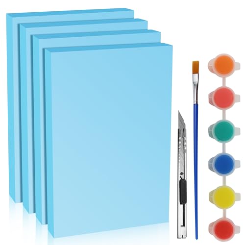 Luckyfoam Blue 4 Pack 12X7.5X1 Inch Foam Sheets 1 Inch Thick Polystyrene Rectangles Xps Foam Board Craft For Insulating Diy Modeling Art Supplies