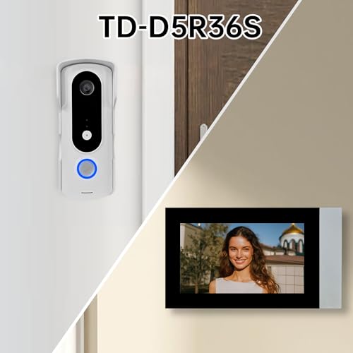 Image of Video Intercom System, 7 Inches Touch Screen Video Doorbell with Monitor, Video Camera Kits Support Unlock, Monitoring, Wire, Dual-Way for Villa Office Apartment (No APP Without WiFi)