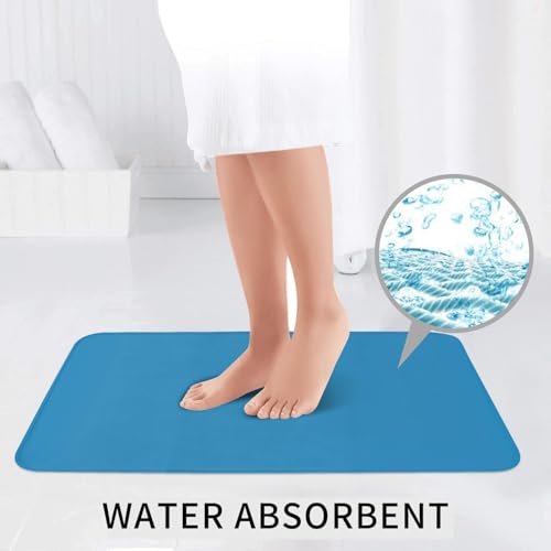 Tapis de salle de bain antidérapants bleu saphir rectangulaire U O