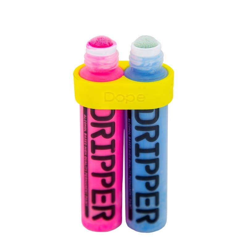 KLAMOTTEN STORE Lackstifte - 2 Mobmarker mit Tool - Double Trouble Dripper - 10mm Rundspitze - permanent - Blau - Pink