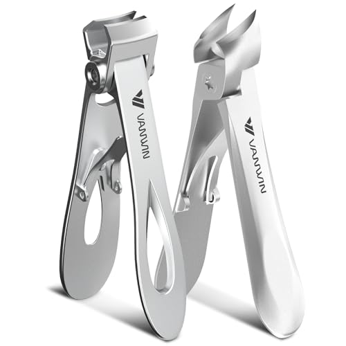 Image of Nail Clippers for Men and Seniors 2-Pack Large Wide Jaw Opening, Sharp Slant Blade & Curved Blade Toenail Clippers for Thick Nails, Heavy Duty Nail Cutter for Thick Toenails and Ingrown Nails