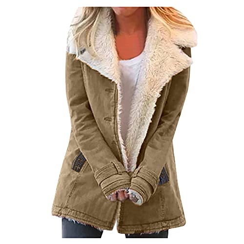SANFASHION - Chaqueta de invierno para mujer con capucha, diseño floral E1- Kaki 1 S
