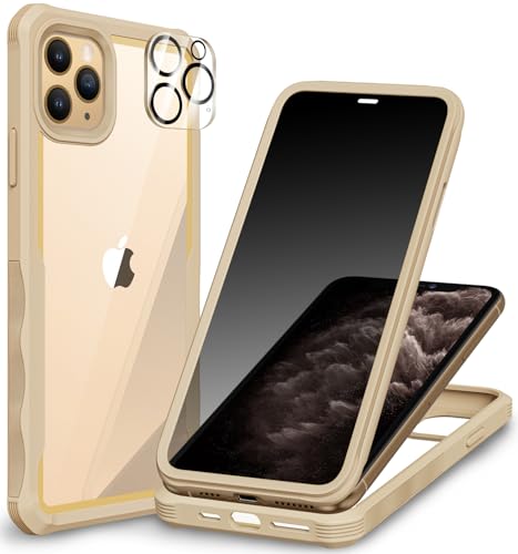 CENHUFO Sichtschutz Hülle für iPhone, mit Eingebautem Privacy Panzerglas Displayschutz und Kameraschutzfolie 360 Grad Handyhülle Schutzhülle Stoßfest Bumper AntiSpy Cover komplett Case -Schwarz