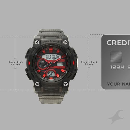 Image of Fastrack StreetStyle 6.0 with Analog Digital Black Dial Black Polyether Strap Watch for Men - 38134PP01W