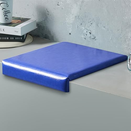 Reyox Cojin para Silla para Interiores y Exteriores, Cojin con Borde en Forma de L Antideslizante Grosor 3 cm Cuero Curtido con Aceite Azúl