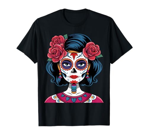 Day of the Dead De Los Muertos La Catrina Sugar Skull Women Maglietta