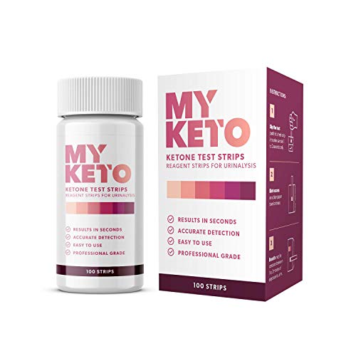 MyKeto Ketone Testing Strips for Ketosis - 100 Urinalysis Tester Strips | Measure Ketone Levels on Low Carb Ketogenic Diet, Best Urine Test for Accurate Measurement of Ketones