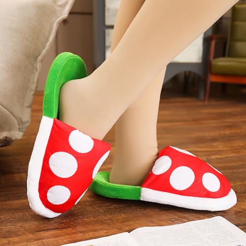 Jfxgjuv Piranha Plant Slippers Mushroom Slippers with Holder Cannibal Flower Home Wear Slippers Winter Plush House Slipper Funny Shoes for Women Men Teens2