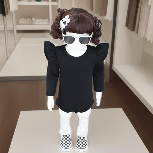 Baby Girl Flutter Sleeve Onesies Quality Cotton Ruffle Shirt4