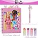 Barbie Tab Journal Spiral Notebook, Ballpoint Pen, Sticky Tabs, 96 Lined Pages, Pink