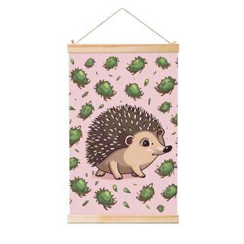 Poster hérisson en bois pour décorer un salon chaleureux au style rétro