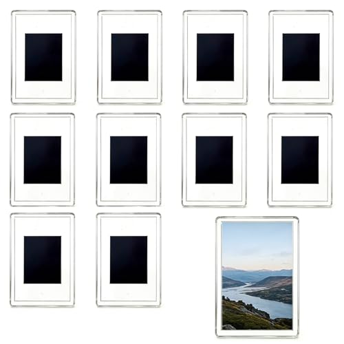 Lot de 10 petits cadres photo magnétiques vierges en acrylique transparent pour photos de 7 x 4,5 cm, pour créer vos propres aimants de réfrigérateur,...