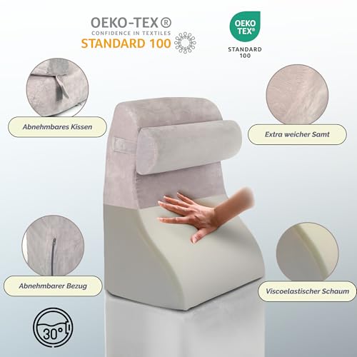 Relivy - Lesekissen mit Memory-Schaum | Ergonomisches Rücken- & Keilkissen für Bett, Sofa & Couch | Orthopädisches Stützkissen gegen Rückenschmerzen & Verspannungen