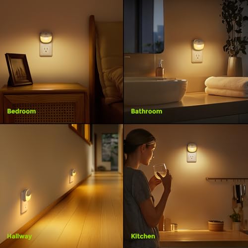 Auvon A5111 Plug In Night Light With Motion Sensor And Dusk To Dawn Sensor, Mini Warm White Led Nightlight With 1-50 Lm Adjustable Brightness For Bathroom thumb #5