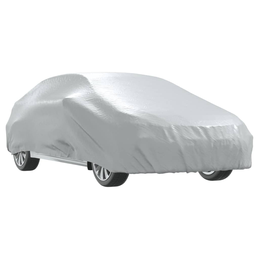 Funda de coche para sedán con correa de hebilla, lona plateada XXL, impermeable, protección UV y nieve, resistente a los arañazos, transpirable, resistente a la intemperie, para exterior e interior