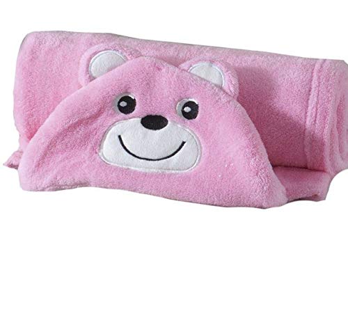 Manta Baby com Capuz de Urso Jolitex Rosa Infantil Poliéster