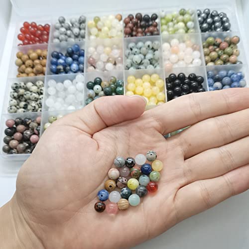 Gangganghao SB-113 960Pcs Natural Stone Beads Crystals Round Genuine Real Stone Beading Loose Diy Gemstone thumb #2