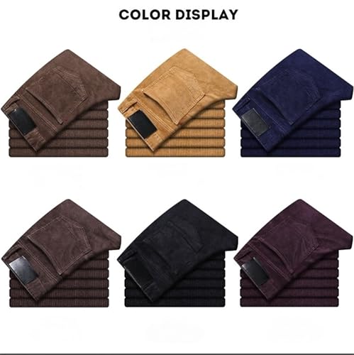Men's Classic-Fit Corduroy Pant, Straight Fit Flat-Front Casual Chino Pants, Mens Black Dress Pants2