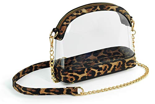 Clear Cross Body Bag with Vegan Leather Trim Stadium Approved Women Shoulder Handbag2