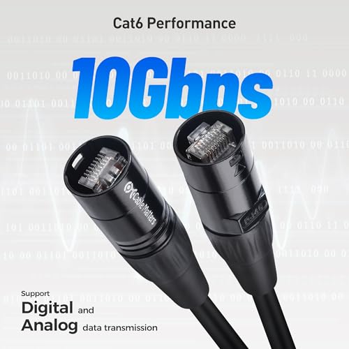 Cable Matters Shielded Cat6 Ethernet Cable Compatible with EtherCON RJ45 Connectors in Black - 30 ft for Professional Audio, Video, and Networking Applications