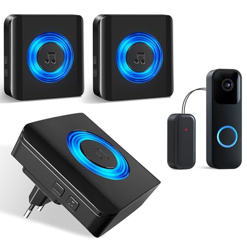 Satisure Türklingel Weiterleitung für Blink Videotürklingel Funk Gong Erweiterung Set 58 Melodien & 5 Lautstärkestufen für Blink Video Doorbell 3 Empfänger Schwarz