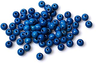 300pcs 10mm Blue Wood Beads Round Ball Dyed Wooden Loose Beads for Necklace Bracelet Home Decor (3mm Hole)