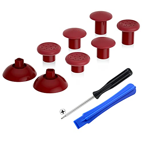 eXtremeRate Carmine Red Interchangeable Ergonomic Thumbstick for PS5 Controller and for PS4 All Model Controller - 3 Height Domed and Concave Grips Adjustable Joystick