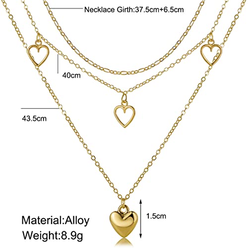 Layered Necklace with Plated Hearts