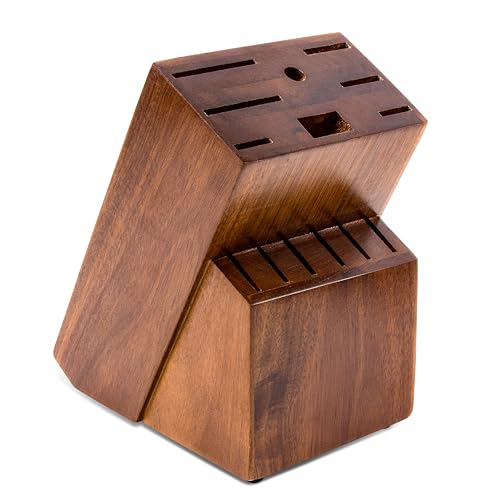 Comparison: Best Wood For Knife Block 6 RedCall Universal Knife Block Holder,Large Wood Bamboo Knife Block without Knives,14 Slot Universal Knife Holder Countertop,Butcher Block Knife Storage Organizer for Kitchen (Brown)