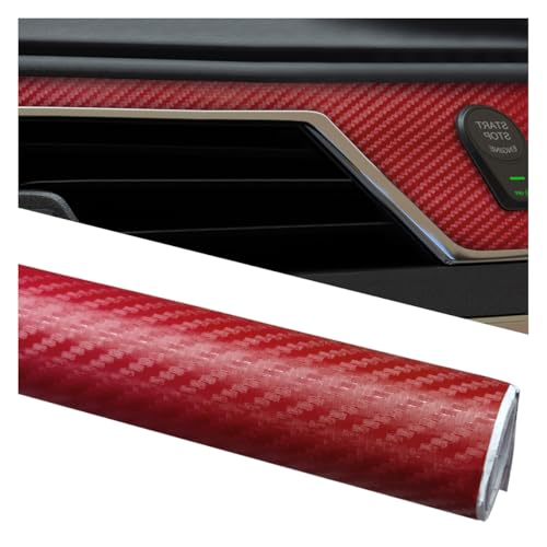 GAOLAOSY Car 3D Carbon Fiber Wrap Stickers Decal, 5FT x 1FT Air Release Vinyl Auto Body Wrap Roll Film Decoration, Self Adhesive Scratch Resistance DIY Interior Exterior Decals for Cars (Red)
