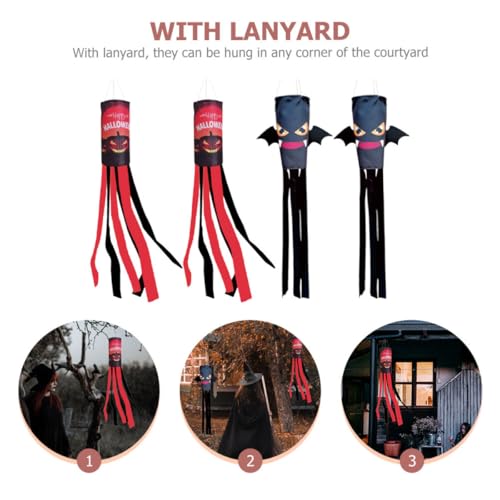 Manche à air Halloween PLAFOPE en polyester résistant pour la décoration extérieure de cour - 4pcs - 4