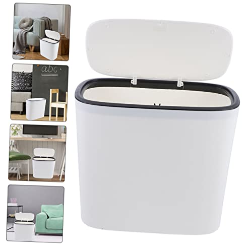 Caneca de basura plástica rectangular con tapa y diseño compacto miniatura 4
