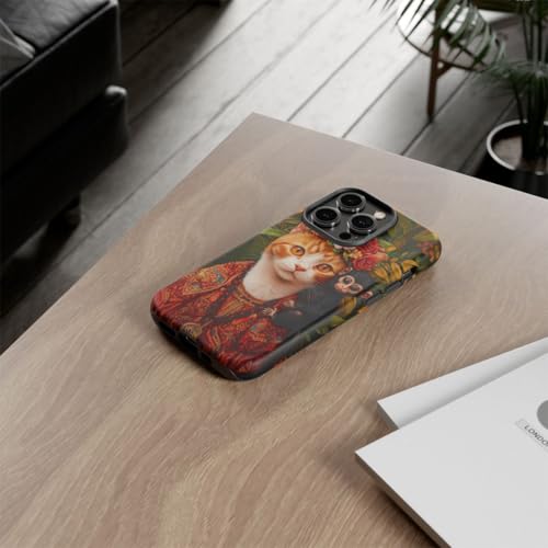 Coque chat roux couronne florale singe iPhone 14 Pro coque rigide mate anti-rayures - 4