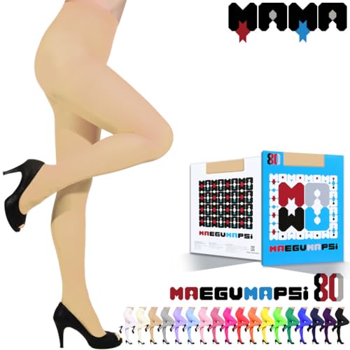 Image of Women's Opaque Tights - 80D Soft Control Top Elastic Colors Fashion High Waist Footed Pantyhose.