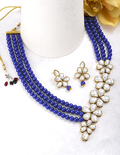 Image of Peora Crystal Faux Pearl Necklace & Jewellery Set Gift for Women