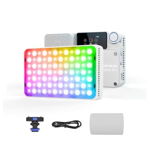 Amaran Ace 25c RGBWW Vollfarb LED Licht, 32W On-Camera Videolicht, 2300K-10000K, 5908 Lux @ 0,5m, USB-C Schnellladung, Magnetische Befestigung, Drahtlose amaran App Steuerung - White