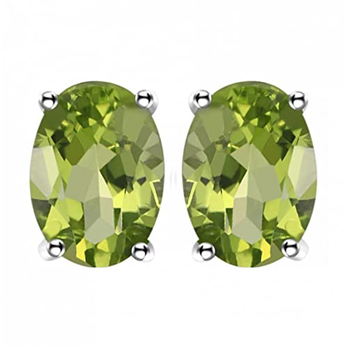 Boucles d'oreilles ovales en péridot véritable pour femme et bijoux en pierres précieuses