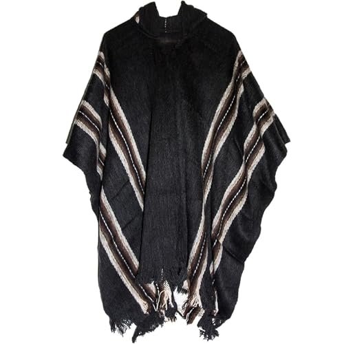 Photo de Gamboa Alpaga Poncho Homme à Capuche Mexicain Cape Manteau Lain Automne Hiver