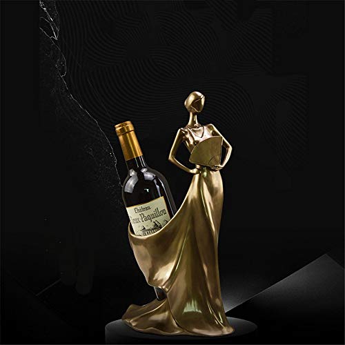 Soporte para botellas de vino de resina color latón 16x17x36cm miniatura 4