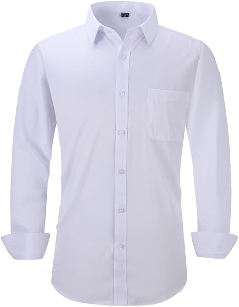 Long Sleeve Dress Shirts for Men - Regular-Fit Casual Button-Down Shirt with Pockets