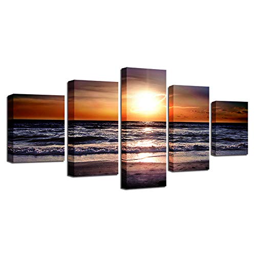 Toile intissée 5 pièces coucher de soleil pour raviver un mur vide