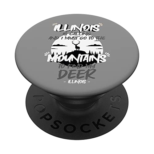 I Must Go Mountains Find Sunset Light Illinois Deer Hunting PopSockets Swappable PopGrip, Black