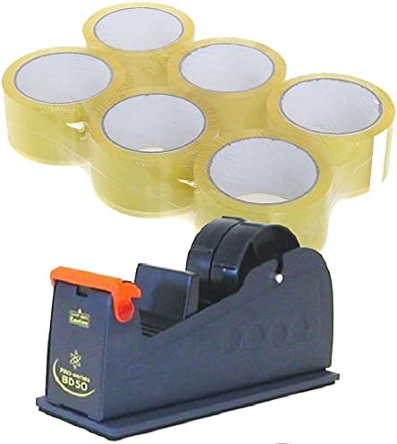 48MM Tape Dispenser Desktop with 6X Clear TPAES 48MM Wide Tapes Packaging Tape for PARCELS and Boxes Heavy Duty Strong Secure for Any Office OR Home