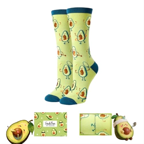 Fruit Gifts For Women - Funny Avocado Pineapple Socks For Fruit Lovers, Avocado Green, M