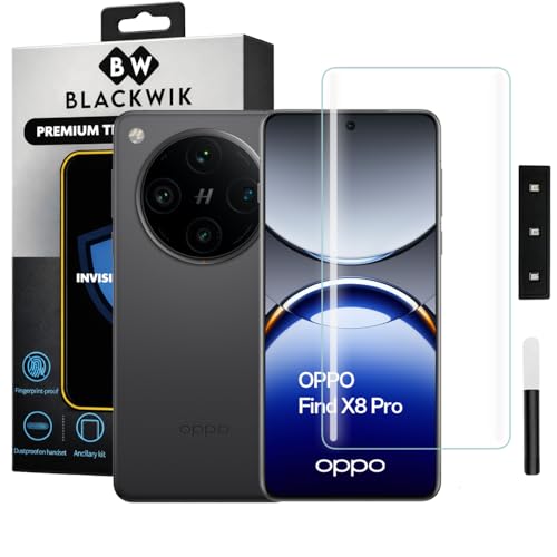 Image of Blackwik Premium Curved UV Tempered Glass For Oppo Find X8 Pro Cellphone (Transparent, Pack Of 1) Advanced Border Less Full Screen Coverage UV Screen Protector Guard With Installation Kit