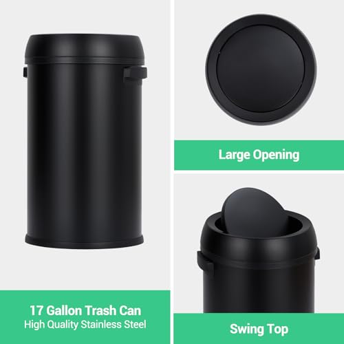 Caneca de basura Garvee 65 L tapa basculante acero inoxidable miniatura 2