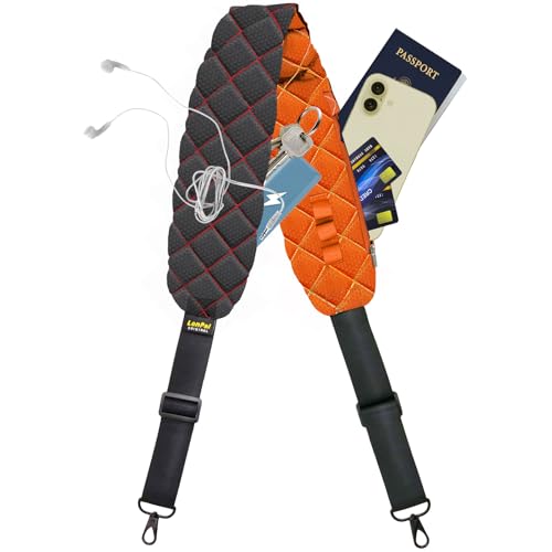 LONPAI 53 Shoulder Bag Strap with Pockets Reversible Use for Messenger Laptop Bags Briefcase Tool Bags Camera Golf Guitar and More Dual Buckles Adjustable Stylish and Comfort Orange