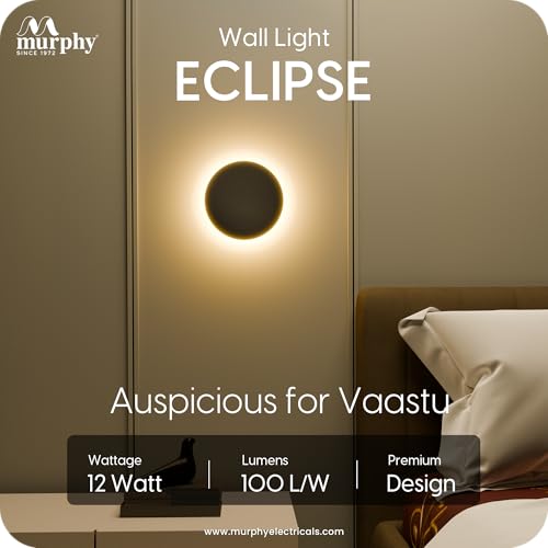 Image of Murphy 12W Black Moon LED Wall Lamp - 2-Year Warranty | Aluminium Body | Warm White Glow | Indoor /Outdoor Modern Lighting Fixture (Pack of 5)